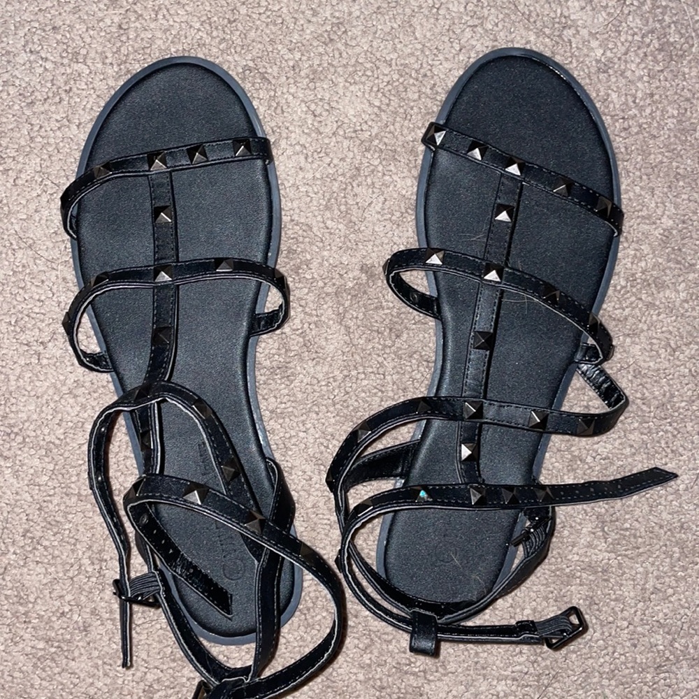 Fashion Nova Black Studded Strappy Gladiator Sandals